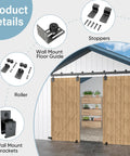 Installed 16 Foot Heavy Duty Box Rail Exterior Barn Door Hardware Kit For Two Doors Outdoor Sliding System weather-ready.