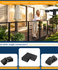 Hella Tough Six Foot Six Inch T304 Stainless Steel Handrail For Stairs With Sleek Matte Black Finish showing connectors and design.
