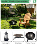 Solar Bird Bath For Outdoors With Vintage Metal Standing Bowl Two Tier Design Flower Planter For Garden Yard Lawn Decor And Backyard Vibes Hummingbird Embossed Details