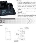 Front view of 832AW-1A-F-C1 24VDC Relay 240VAC General Purpose Relay 30A Pack Of 2 with technical specifications.