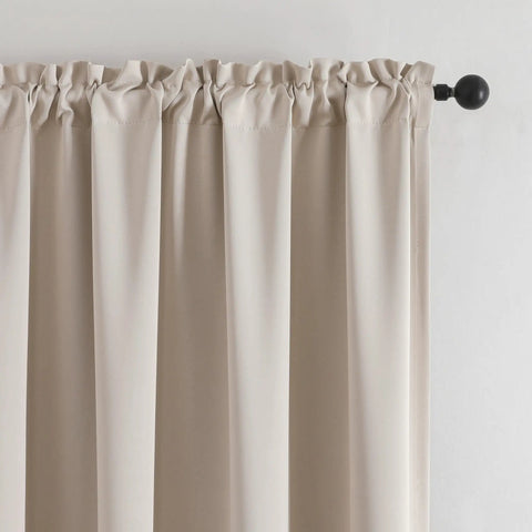 Fire Retardant Curtain For Classroom Rod Pocket Top Inherently Flame Retardant NFPA701 Tested Light Beige 52 By 84 Inch