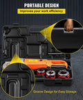 Portable design of VEVOR 2300W Electric Pipe Threader Machine in carry case, showcasing grooves for easy storage.