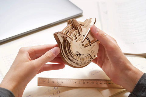 STEM Lab Math Series Curvimeter Puzzle Kit With App Unique Educational Engineering 3D Puzzles For Hands On Learning Map Measurer Toy That Lets You Measure Curved Lines, wooden curvimeter in hands
