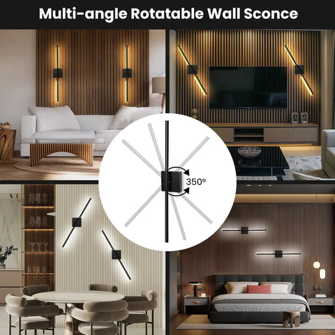 Lichaser Plug in Wall Sconces for Acoustic Wall Panels, Slat Wall (2, 28in) multi-angle design for versatile home decor.