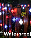 Red White Blue Solar String Lights 39Ft With 60 LEDs Waterproof Patio Lights for Independence Day garden decor in the rain