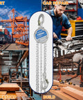Industrial Mini Manual Chain Hoist With 1100 Lbs Capacity And 10 Foot Lift displayed in various work settings like workshop and port.