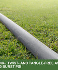 GUKOK 50ft non-expanding garden hose, side view, grey braided exterior for lawn and garden watering