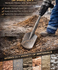 SDS Max Clay Spade Bit 4.5 By 17 Inch Heavy Duty 40CrMo Steel Shovel Bit used on hard-packed gravel surface with rotary hammer.