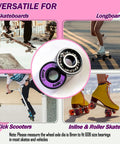 Skateboard Bearings 8mm 8 Pack Pro Grade ABEC 608 Set For Longboards Cruisers Surfskates Inline Skates Quad Roller Skates All Skates Fit 8x22x7mm Neon Purple