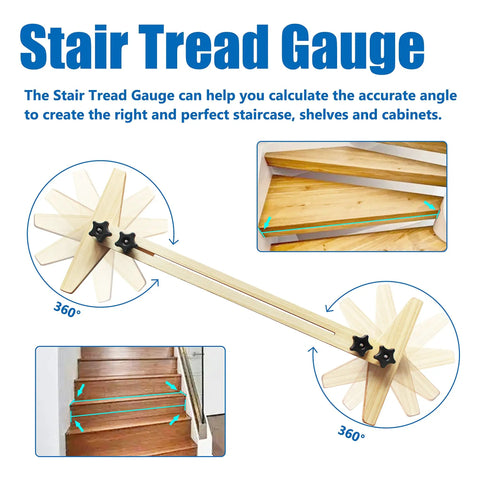 Stair Tread Gauge And Shelf Layout Tool For Stairs Risers And Partitions, No Frills Adjustable 30 To 49 Inch Range, Quick Lock With Four Knobs