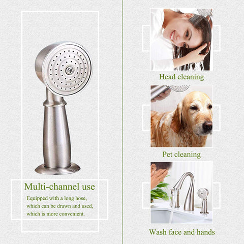 Brass Bathtub Faucet Set With Waterfall Style Shower Three Hole Deck Mount Br brushed Nickel Finish Single Handle Mixer With Handheld Shower