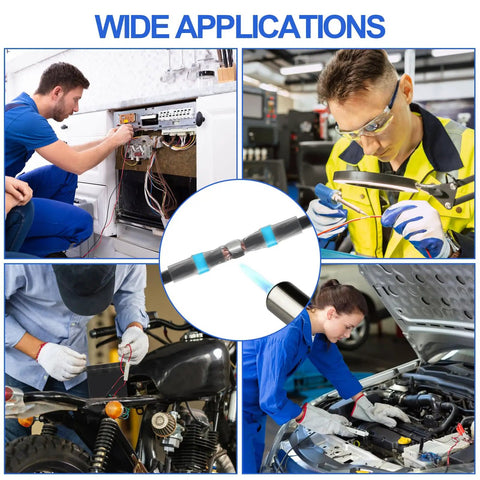 Wide applications of Heavy Duty Solder Seal Wire Connectors Heat Shrink Butt Sleeve in marine, truck, and appliance repairs.