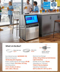 Top Notch Commercial Ice Maker Cranking Out 120 Lbs Daily With Slick Under Counter Design, built-in self cleaning, and stainless steel construction.