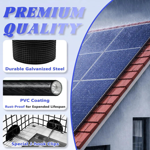 6 Inch By 100 Ft Solar Panel Bird Guard Kit With 100 Fastener Clips Anti Rust Critter Shield for rooftop installation