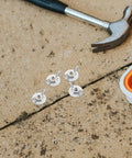 Set Of 20 Metal Thumb Nuts For Hurricane Shutters With Washered Backplates, hammer and screws on concrete