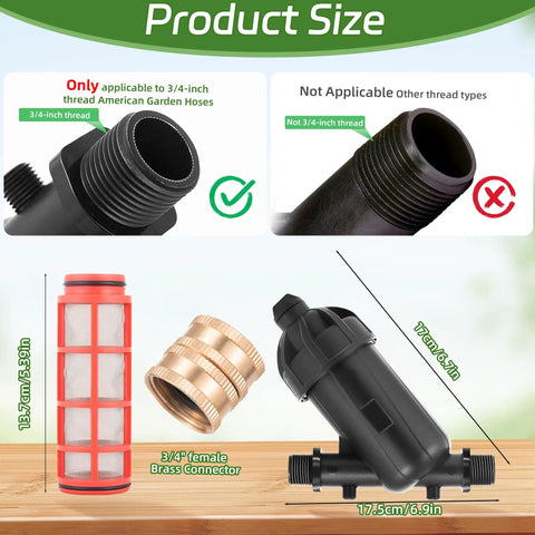 Three Quarters Inch Drip Irrigation Y Filter With 120 Mesh Stainless Screen Inline Filter For Garden Hose GHT Male Thread