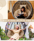 Beige Egg Chair Cushion Replacement 45x45 for Hanging Basket Hammock Swing Waterproof Pad with Headrest Indoor Outdoor