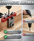 Heavy Duty Self Centering Doweling Jig Kit With Precision Drill Guide For Woodworking Crafts displaying inclined drilling setup.