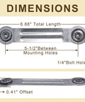 Eight Pack Glider Bearing Arm Brackets Heavy Duty Hardware Rockers With Galvanized Finish, 6.88 Inch Overall Length, 5.5 Inch Hole Spacing, One Quarter Inch Bolt Holes, Durable Weatherproof DIY Install, dimension diagram