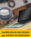 128 Clear Cabinet Door Bumpers Self Adhesive Rubber Cushions One Half Inch shown with laptop on wooden surface