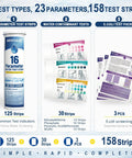 No Fuss 23 Parameter Water Test Kit With 158 Strips Checks Tap And Well Water for lead, chlorine, and E. coli testing.