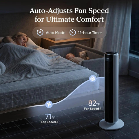 Ultra Quiet Tower Fan For Bedroom That Blows Fresh Cold Air With Rapid 28 Ft S Airflow And Wide Oscillation For Smooth All Night Sleep And Straight Up Chill Summer Vibes At Home
