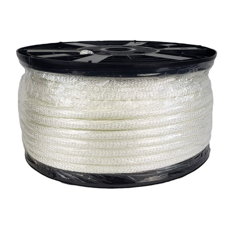Three Eighths Inch Nylon Rope Solid Braid Utility Cord 250 Foot Spool, white, rugged and UV resistant for indoor and outdoor use