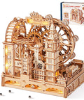 3D Wooden Puzzle For Adults Marble Run London Adventure 431 Piece Set Lets A Marble Cruise Past Big Ben Tower Bridge And The London Eye The Ultimate Mind Blowing Gift For Adults Who Love Brain Teasers. assembled wooden London marble run with box