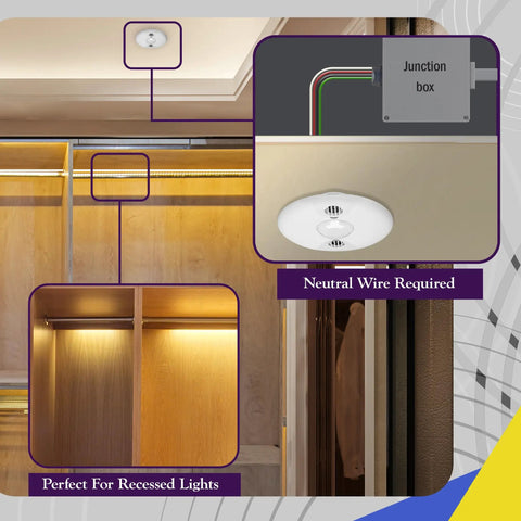 Smart Ultrasonic And PIR Dual Technology Occupancy Sensor For Commercial Use, 360 Degree Coverage Up To 1600 Sq Ft, Ceiling Mount, MDC50VW, White, Precise Motion Detection For Typing And Page Flips, No False Triggers.