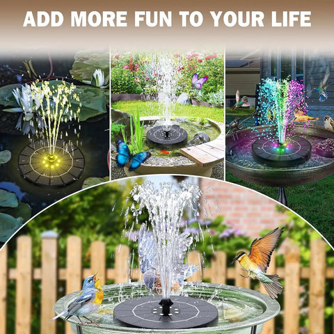 Solar Bird Bath Fountain With Colorful Lights Auto Cycle 3.5W Outdoor Garden Water Feature 2200mAh Battery Quick Start