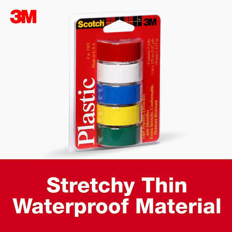 Colorful Tape Pack Five Rolls DIY Friendly Three Quarters Of An Inch Wide By One Hundred Twenty Five Inches Long Waterproof Vinyl Tape