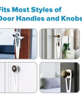 Adjustable Cat Door Latch With Stabilizer Blocks Sneaky Pups Or Jumping Kids From Litter Boxes on various door handles
