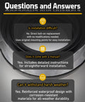 HocvrlX 2Pcs 4x4 4WD actuator hub for Ford F-150; Q&A infographic on installation, manual, weather durability.