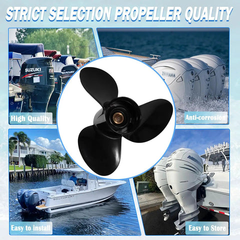 Beefy Aluminum 14X17 Boat Propeller For Outboard 50-140HP, 15-Spline, 3-Blade, Right Rotation, OEM 58100-90J01-019