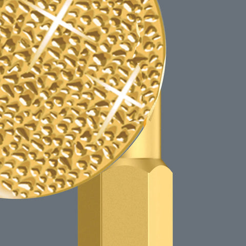 Close-up of a diamond-coated bit from the Diamond Bit Set With Thirty Diamond Bits And One Bit Assortment For Drill Drivers.