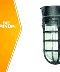 Vandal Resistant 150W Incandescent Security Light Ceiling Mount Hammered Black All Metal Die Cast Aluminum Construction
