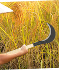Manganese Steel Long Handle Scythe for Gardening used in a field, showing a one-handed grass cutter with durable blades.