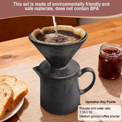 Real Heavy Duty Ceramic Pour Over Coffee Dripper Fits Standard Number Two And Four Paper Filters 15 Ounce Size with coffee brewing