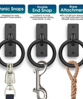 Heavy Duty Solid Steel Horse Tie Ring 2-3/8 Inch Cross Tie Ring For Horses with snaps and rope attachment options