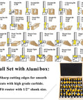 43 Piece Router Bit Set With Half Inch Shank For Panel And Cabinet Doors Woodworking Carbide Groove And Tongue Milling Tools