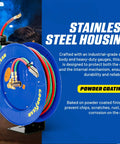 Retractable Welding Hose Reel One Quarter Inch By 65 Feet Twin Oxygen Acetylene Rubber Hoses, Heavy Duty Single Arm