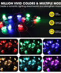 Outdoor 50 Foot RGB LED Christmas Lights IP65 Waterproof Color Changing String Lights with multiple vibrant colors on display.
