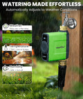 WiFi Water Timer For Garden Hose And Sprinkler System With Smart Valve, Rain Delay, Brass Inlet, attached to faucet