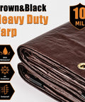 10x12Ft Heavy Duty Tarp With 10 Mil Thickness Waterproof Tear Resistant Poly Tarp With Reinforced Edges And Brass Grommets