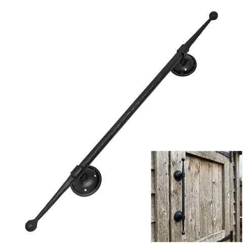 Mystic Colonial Cast Iron Door Handle Handforged Antique Pull for Castle Gates and Heavy Doors on wooden gate