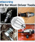 Front and side views of damaged bolt and stud extractor tool set for 1/4 to 1/2 inch studs with 3/8 inch drive grips.