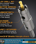 Heavy Duty TCT Hole Saw Kit With 14 Pcs Pro Grade Tungsten Carbide Bits showing drill bit with labeled features