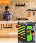 Wall Mount Hand Tool Organizer Set Of 4 Includes Screwdriver Organizer Pliers Holder Hammer Rack And Hardware Storage Shelf For Garage Workshop Or Shed Durable Metal With Powder Coat Finish