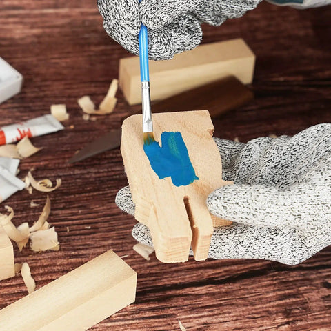Dope Whittling Wood Blocks Kit With 19 Pieces For Basswood Carving, includes painted block and tools on wooden table.