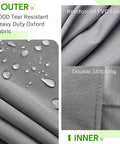 600D tear-resistant fabric and reinforced PVC lining of Outdoor Patio Table And Chair Set Cover Waterproof Large Grey Shield For 5 To 7 Piece Sets Fits 90.5 By 72.5 By 27.5 Inches Keeps Weather Out And Cushions Dry All Year